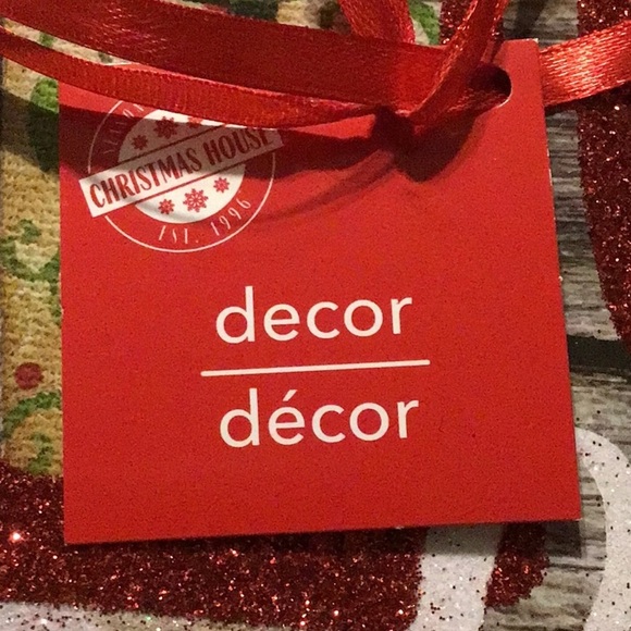 NWT Christmas House Wood Plank Glitter Decorative Signs “ Happy Holly Days “ - Picture 4 of 5